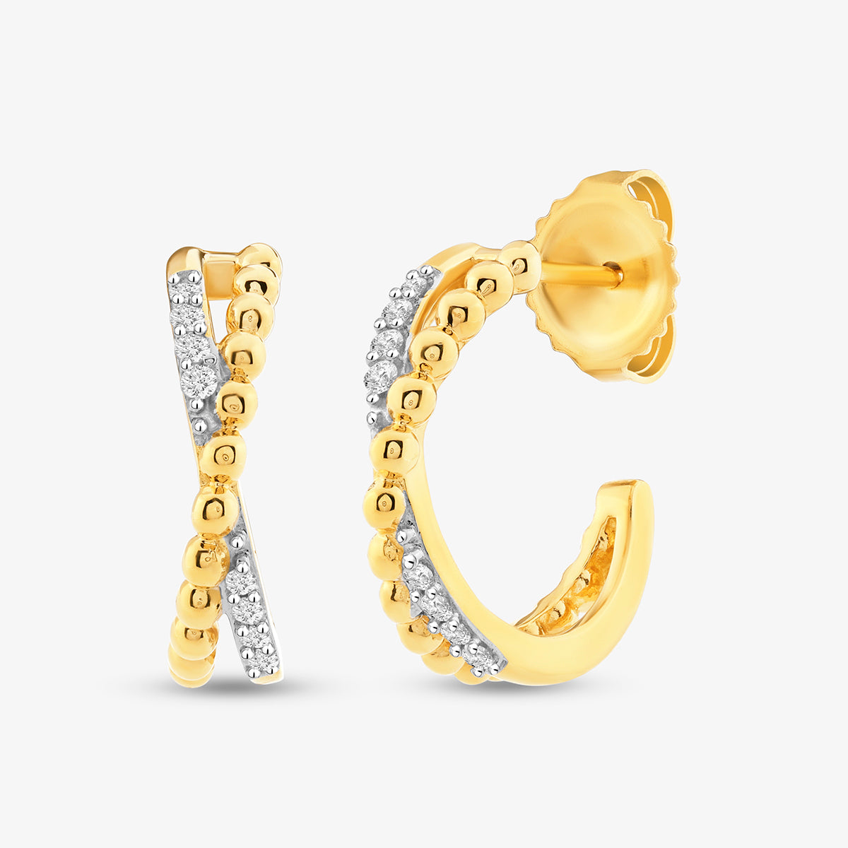 DUAL <span>Texture Diamond Hoop </span>EARRINGS