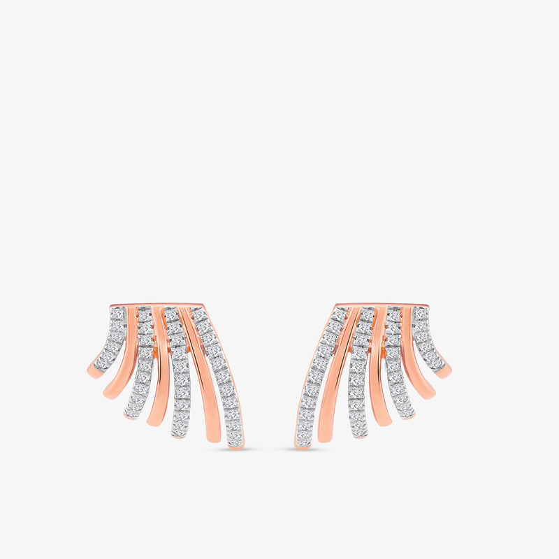 The Multi-Row Cascade Diamond Stud Earrings by Keemti Jewels sparkle elegantly against a white background.