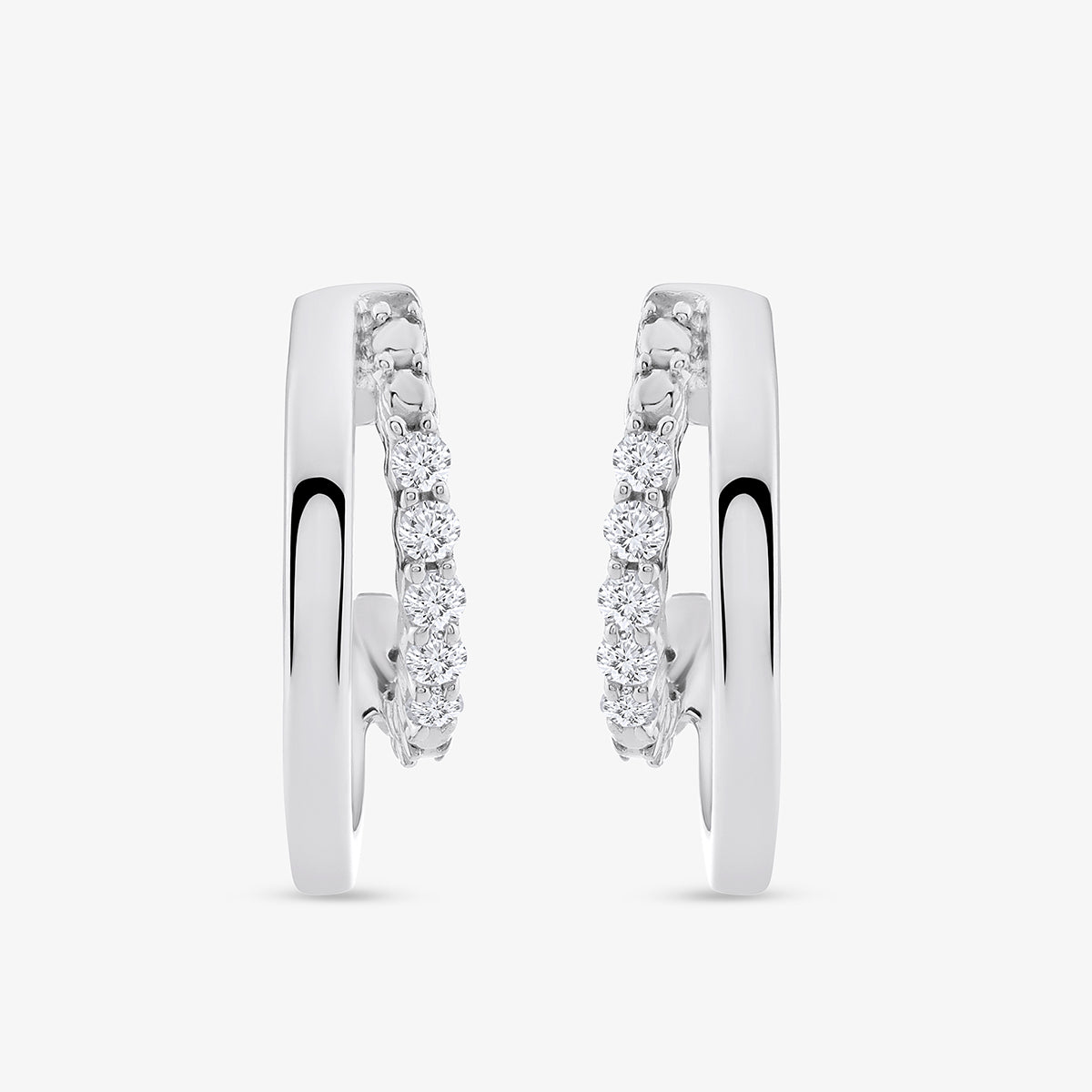 TWIN <span>Wave Diamond Hoop </span>EARRINGS