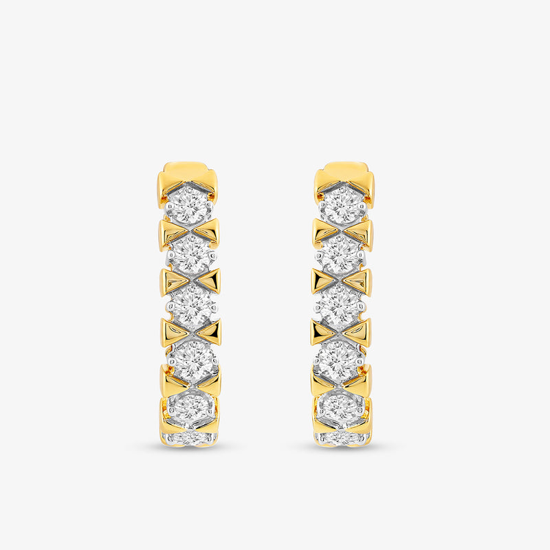 Keemti Jewels' Amara Diamond Hoop Earrings feature white diamonds and gold accents for everyday elegance.
