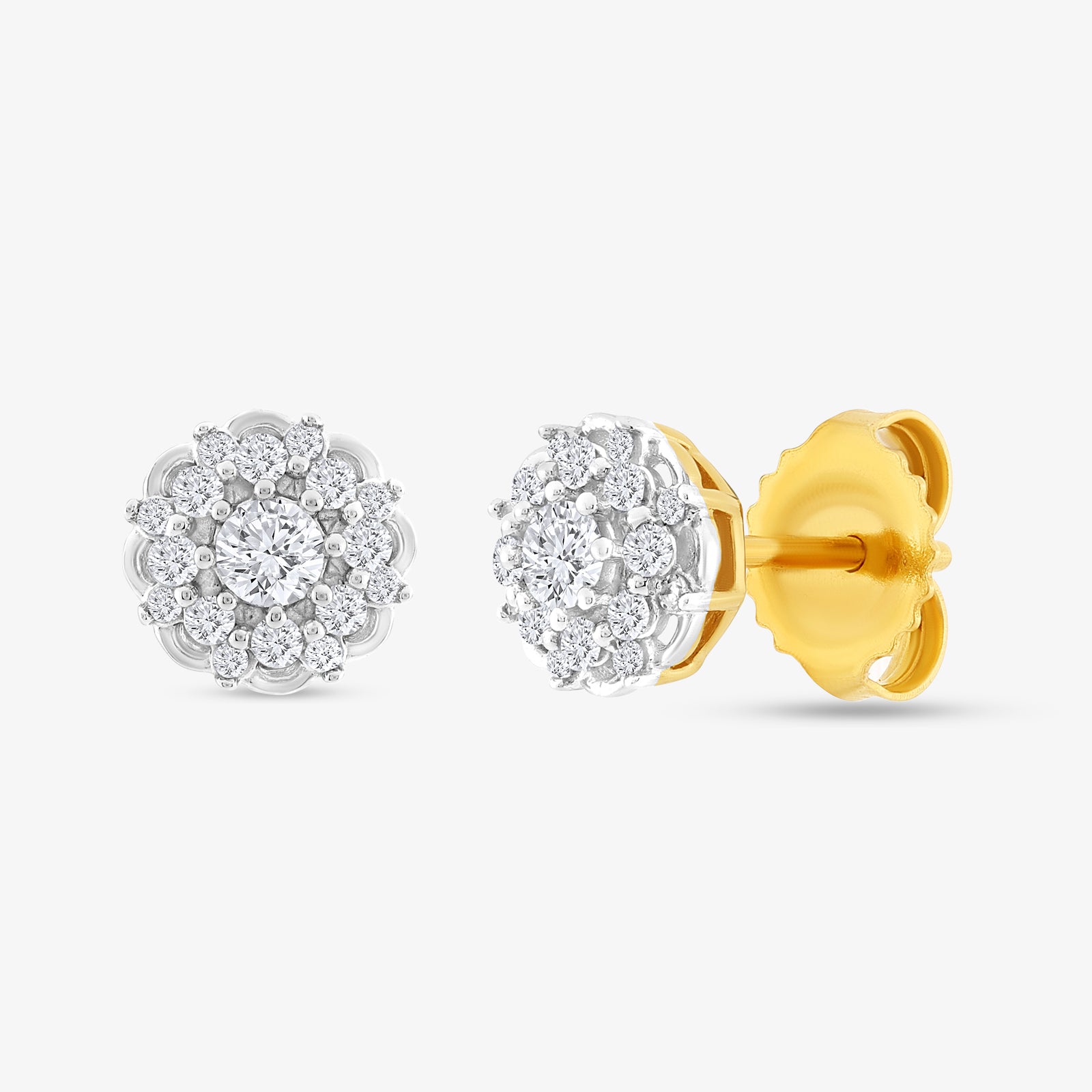Floral Cluster Diamond Stud Earrings