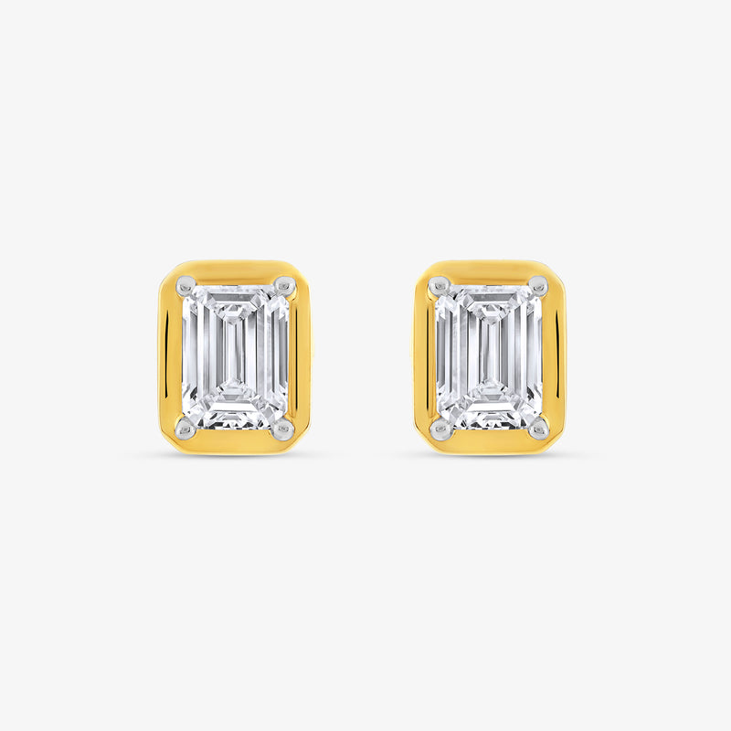 Classic Emerald-Cut Diamond Stud Earrings