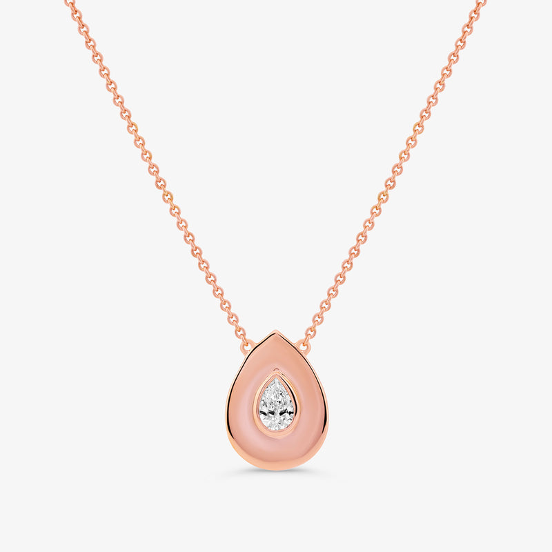 The Vivid Pear Diamond Pendant by Keemti Jewels adds everyday elegance with its rose gold teardrop and center diamond.