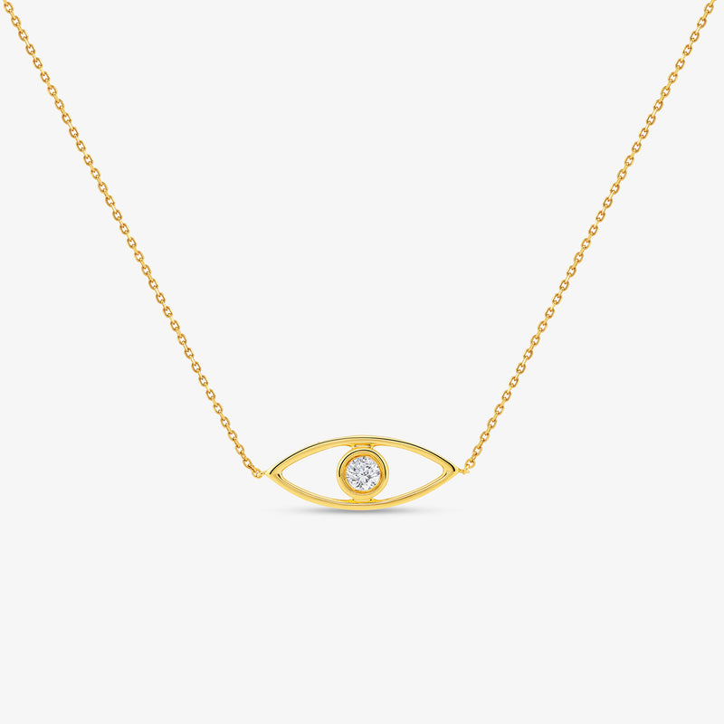 The Nazariya Glow Diamond Necklet by Keemti Jewels features an eye-shaped pendant for stylish, protective wear.