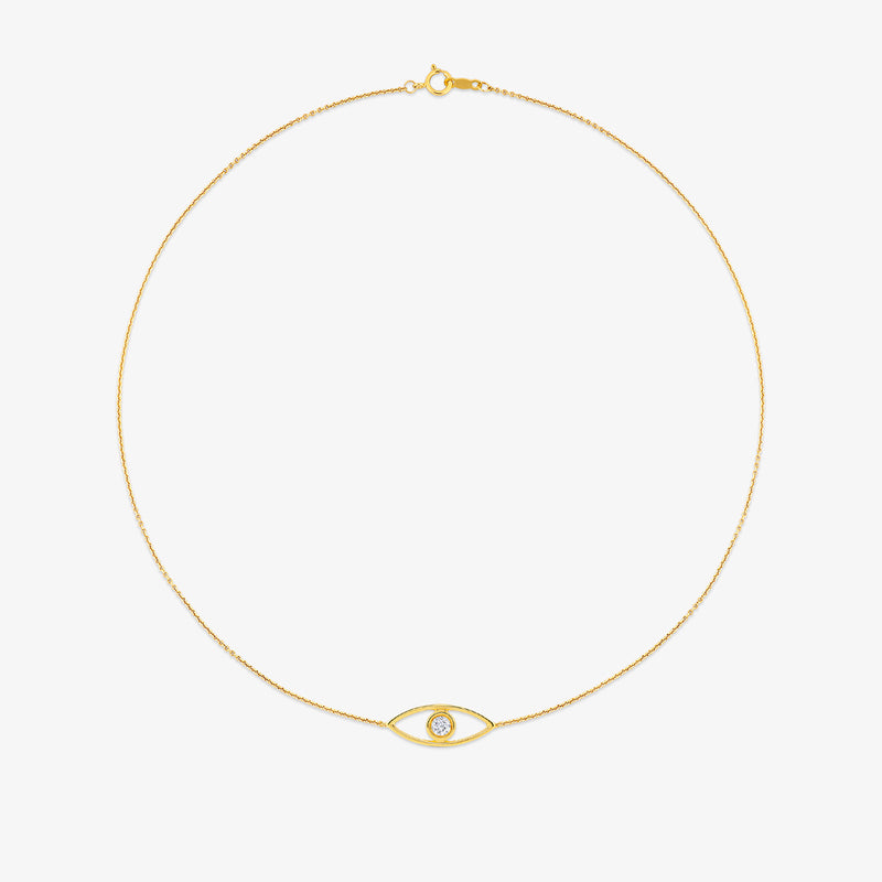 Keemti Jewels' Nazariya Glow Diamond Necklet: a protective gold evil-eye necklace with a central gemstone.