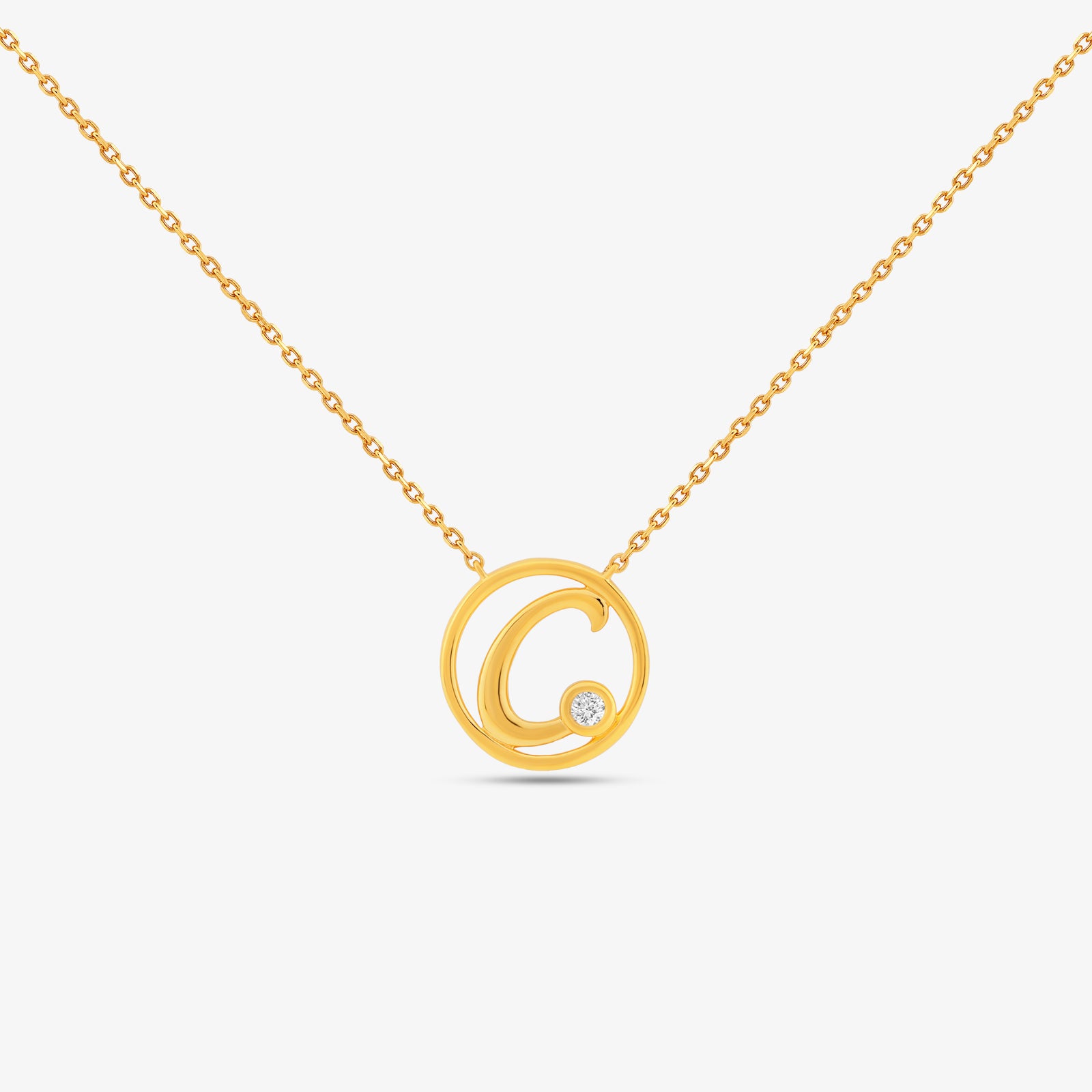 C Initial Circle Diamond Necklet