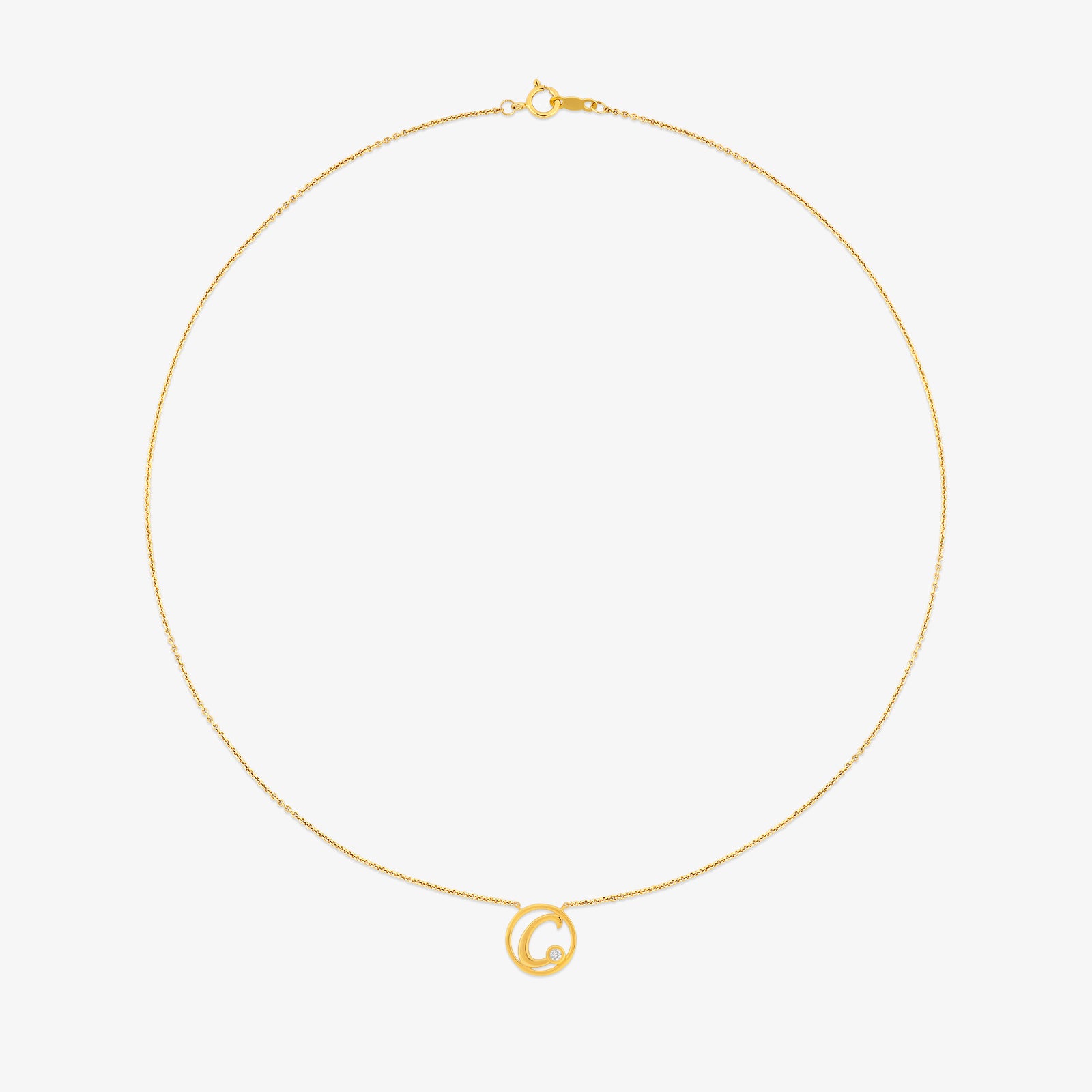 C Initial Circle Diamond Necklet