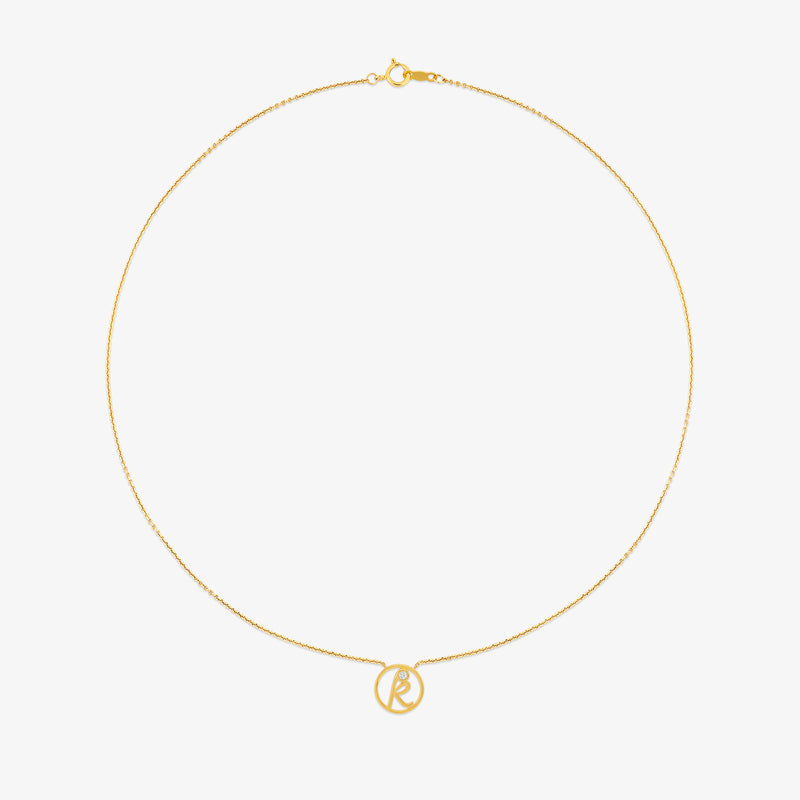 K Initial Circle Diamond Necklet
