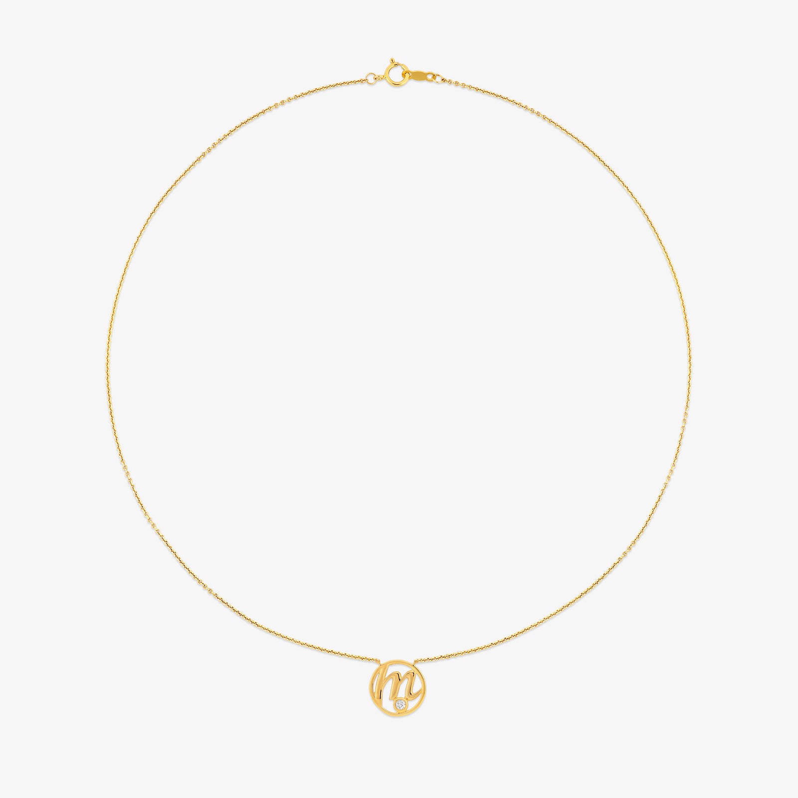 M Initial Circle Diamond Necklet
