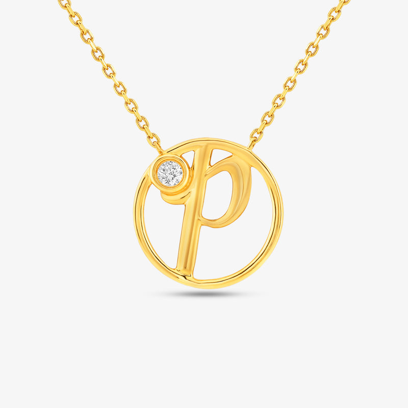 P Initial Circle Diamond Necklet