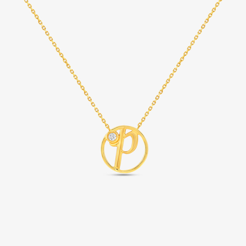 P Initial Circle Diamond Necklet