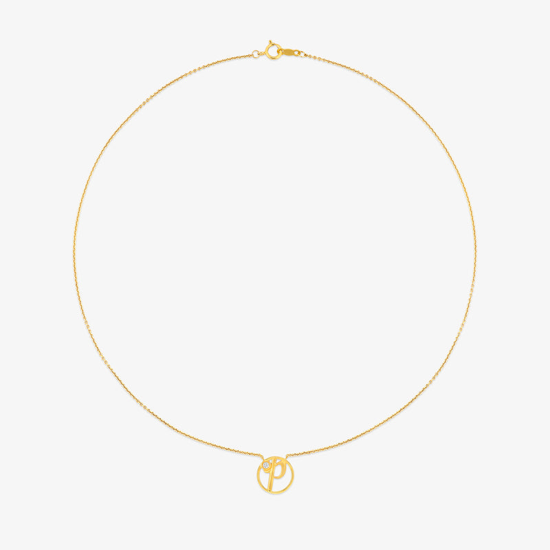 P Initial Circle Diamond Necklet