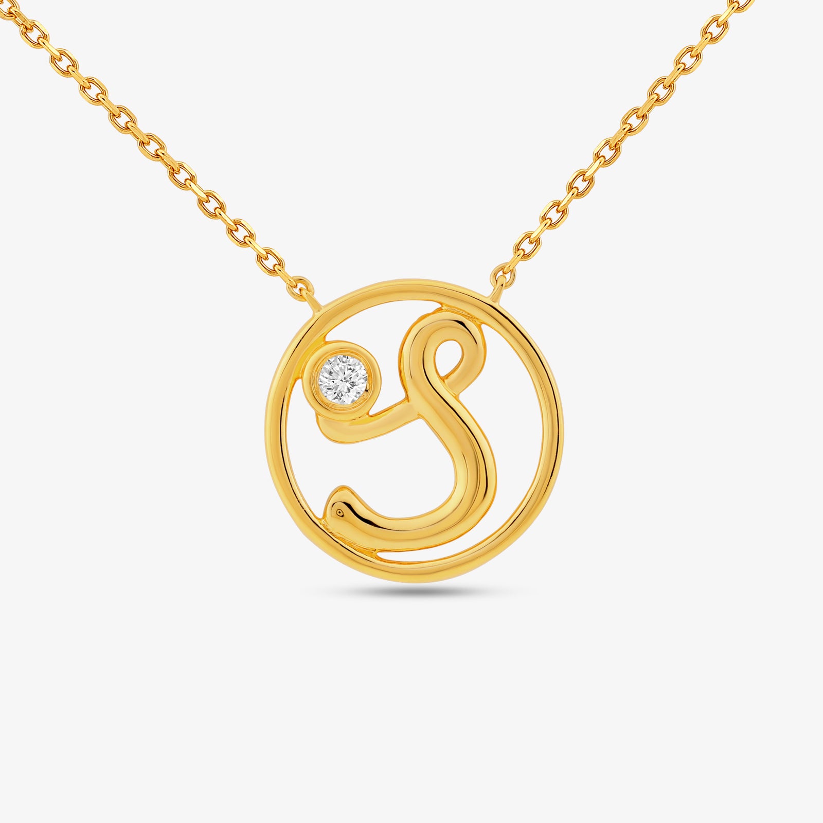 S Initial Circle Diamond /Span> Necklet