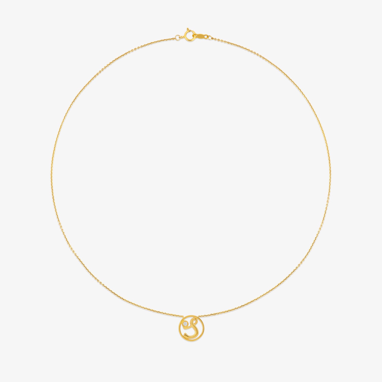 S Initial Circle Diamond /Span> Necklet