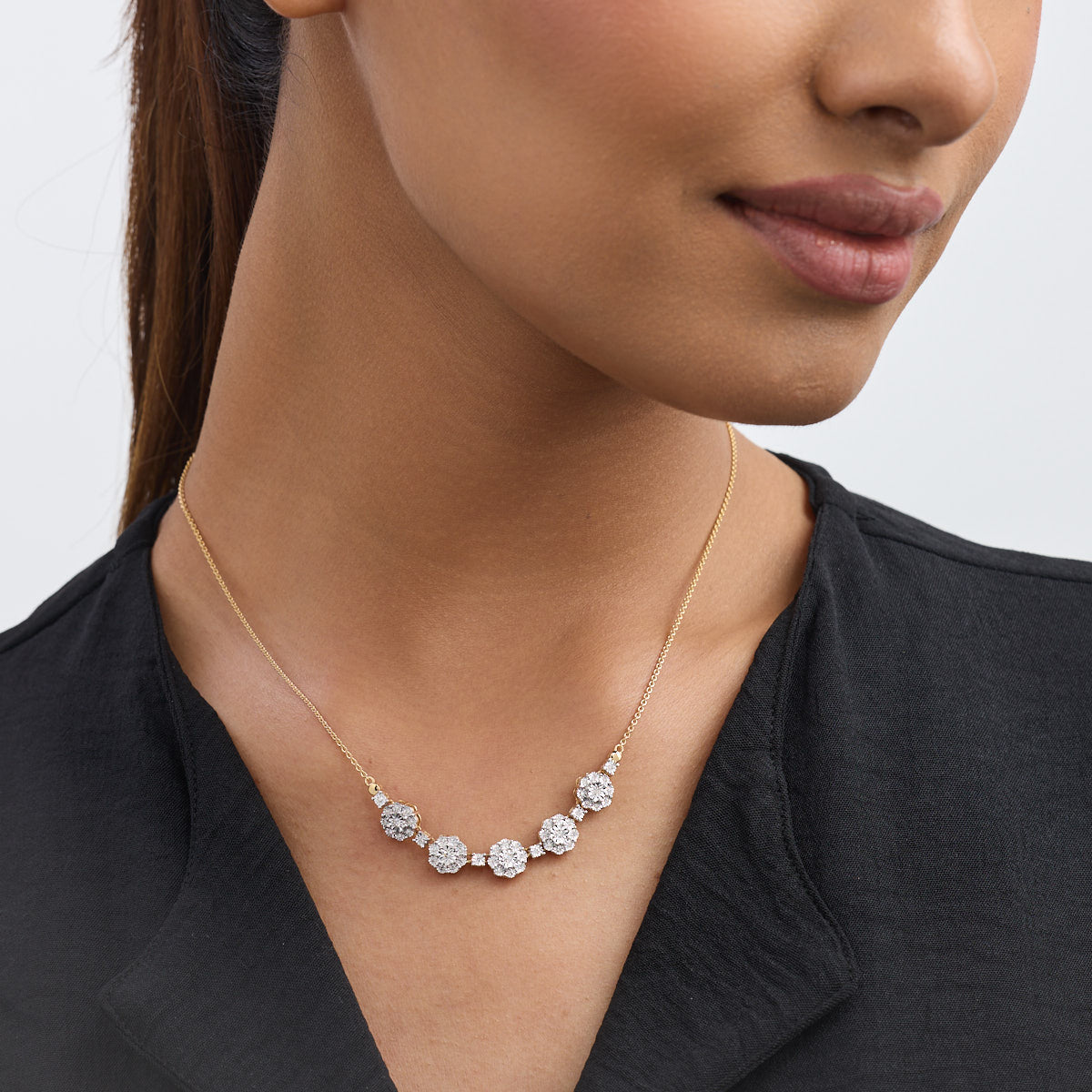 Cluster Of Bloom Diamond Necklet
