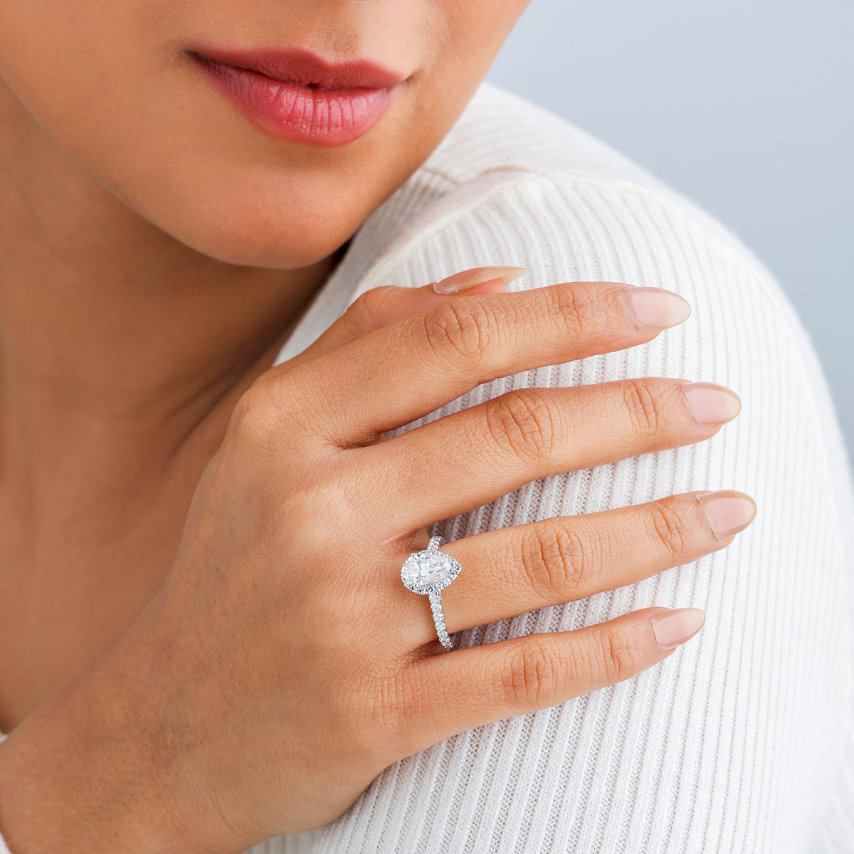 PEAR<span> Tiered Halo Diamond </span>RING