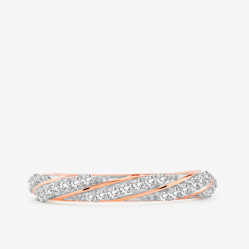 Crossover Shine Band, 925-Silber mit roséfarbener Kante und Zirkonia-Pavé