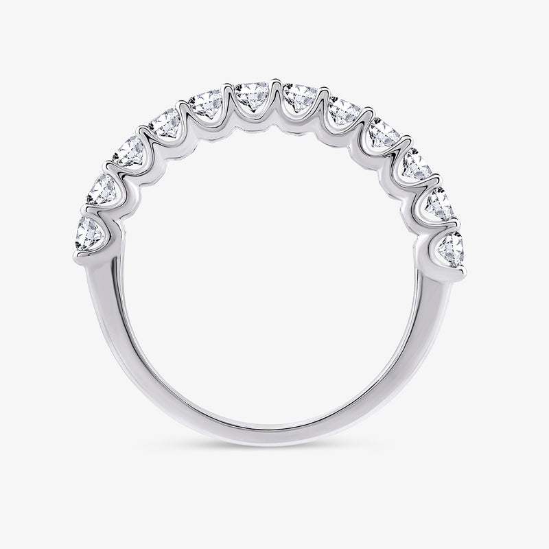 The Keemti Jewels Round Cluster Eternity Diamond Ring features round diamonds and a scalloped gallery on the band.