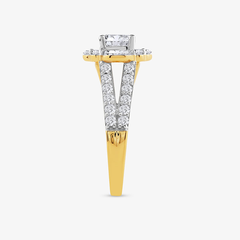 The Blossom Royale Diamond Bridal Ring by Keemti Jewels features a center diamond and accents on a split shank.