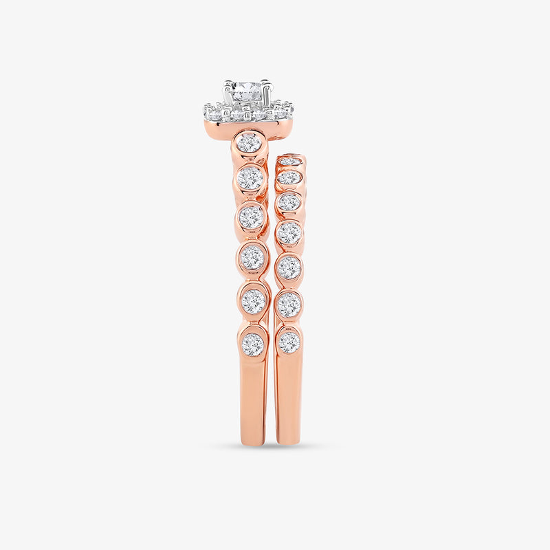 Keemti Jewels' Circle Of Forever Solitaire Ring: rose gold band with a princess-cut raised center diamond.