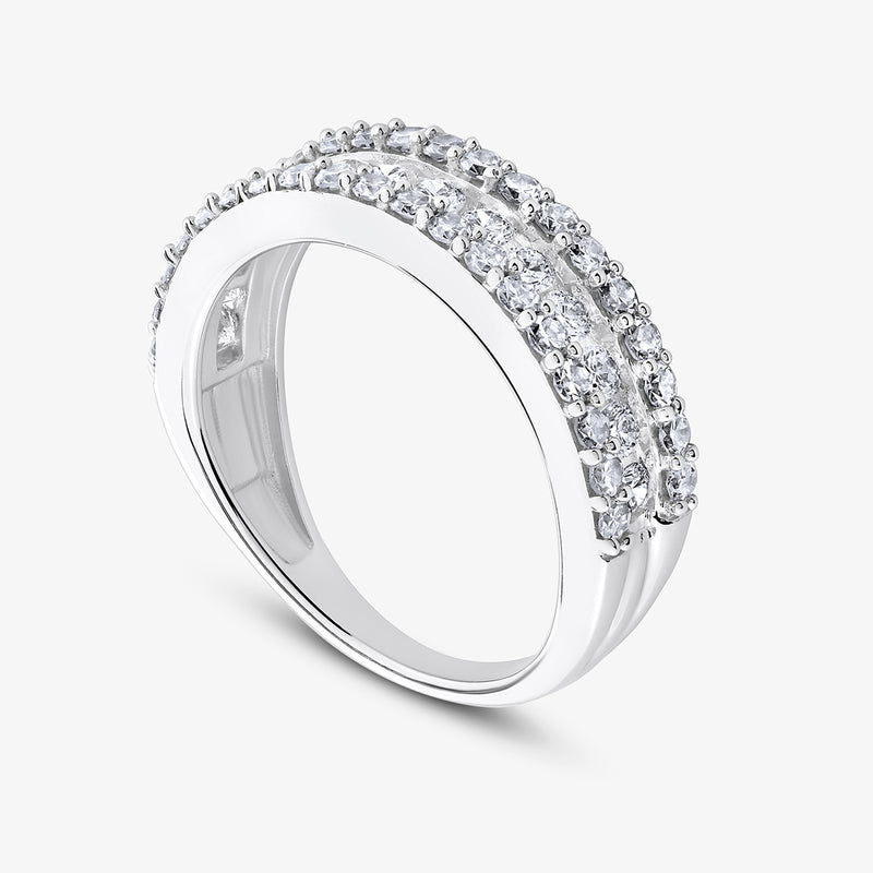 Orbit Sparkle Diamond Ring by Keemti Jewels—three rows of diamonds for everyday workwear elegance.