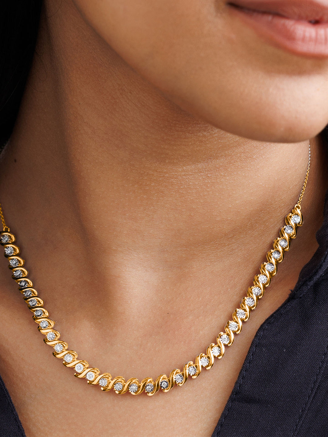 Split Link Chain Diamond Necklet