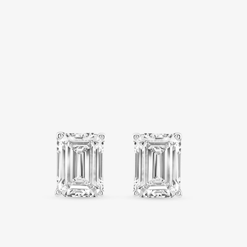 Keemti Jewels EMERALD Solitaire Stud EARRINGS in classic four-prong settings on a white background.