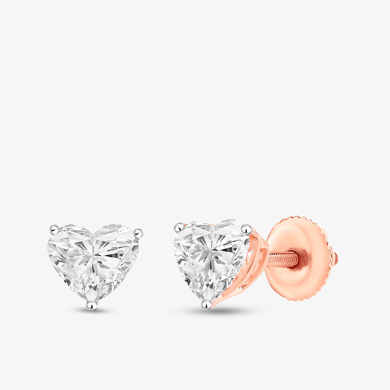 Heart Solitaire Stud Earrings