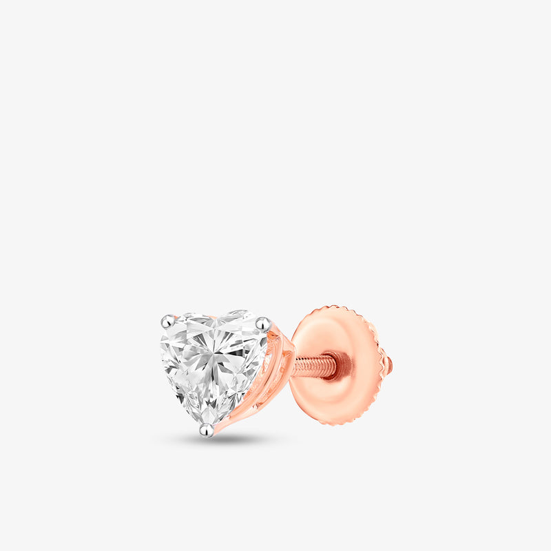 Heart Solitaire Stud Earrings