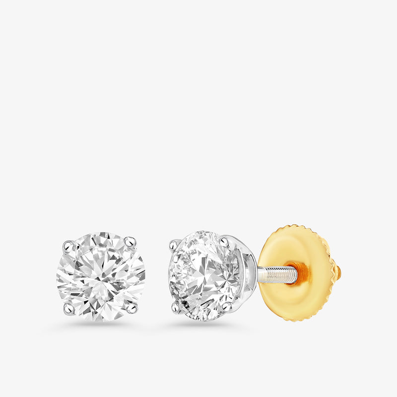 Keemti Jewels TINY Sparks Solitaire Stud EARRINGS—timeless gold studs on a white background.