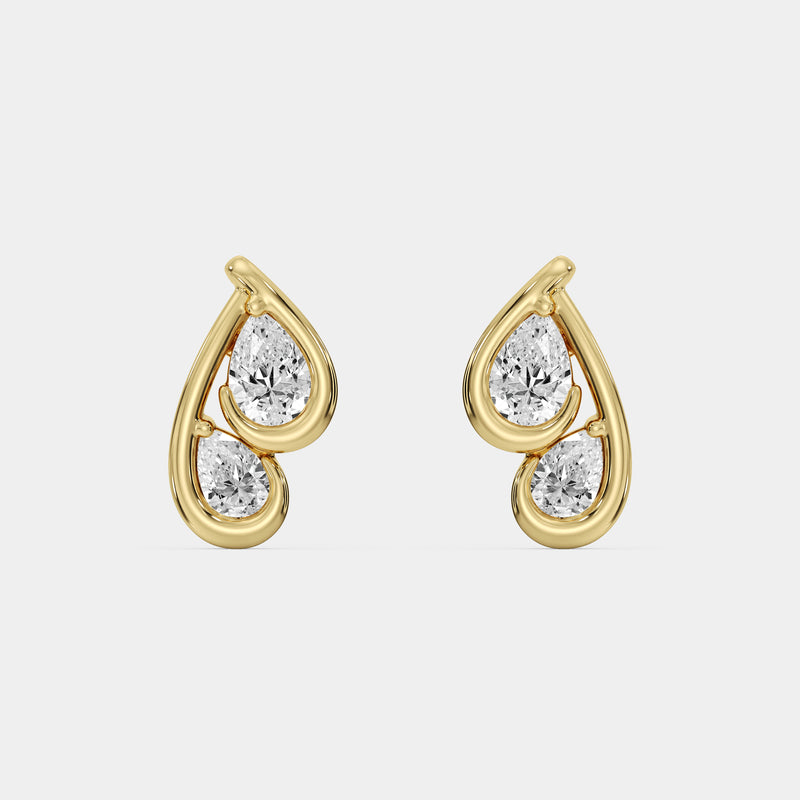 Flowing Heart Embrace Diamond Stud Earrings