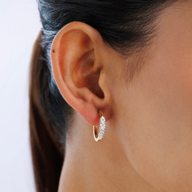 Edge Set Diamond Hoop Earrings
