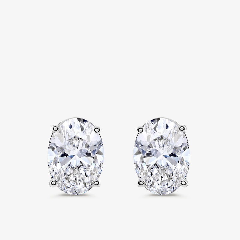 Oval Minimal Solitaire Stud Earrings