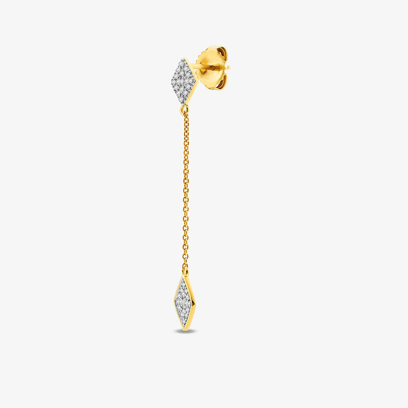 Keemti Jewels' AMARA Square Dangler Earrings feature gold chains and diamond-motif ends with clear stones.