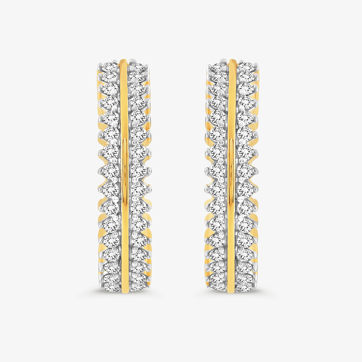 Keemti Jewels EVERLIGHT Curve Hoop Earrings: sleek gold hoops with a continuous row of diamonds.