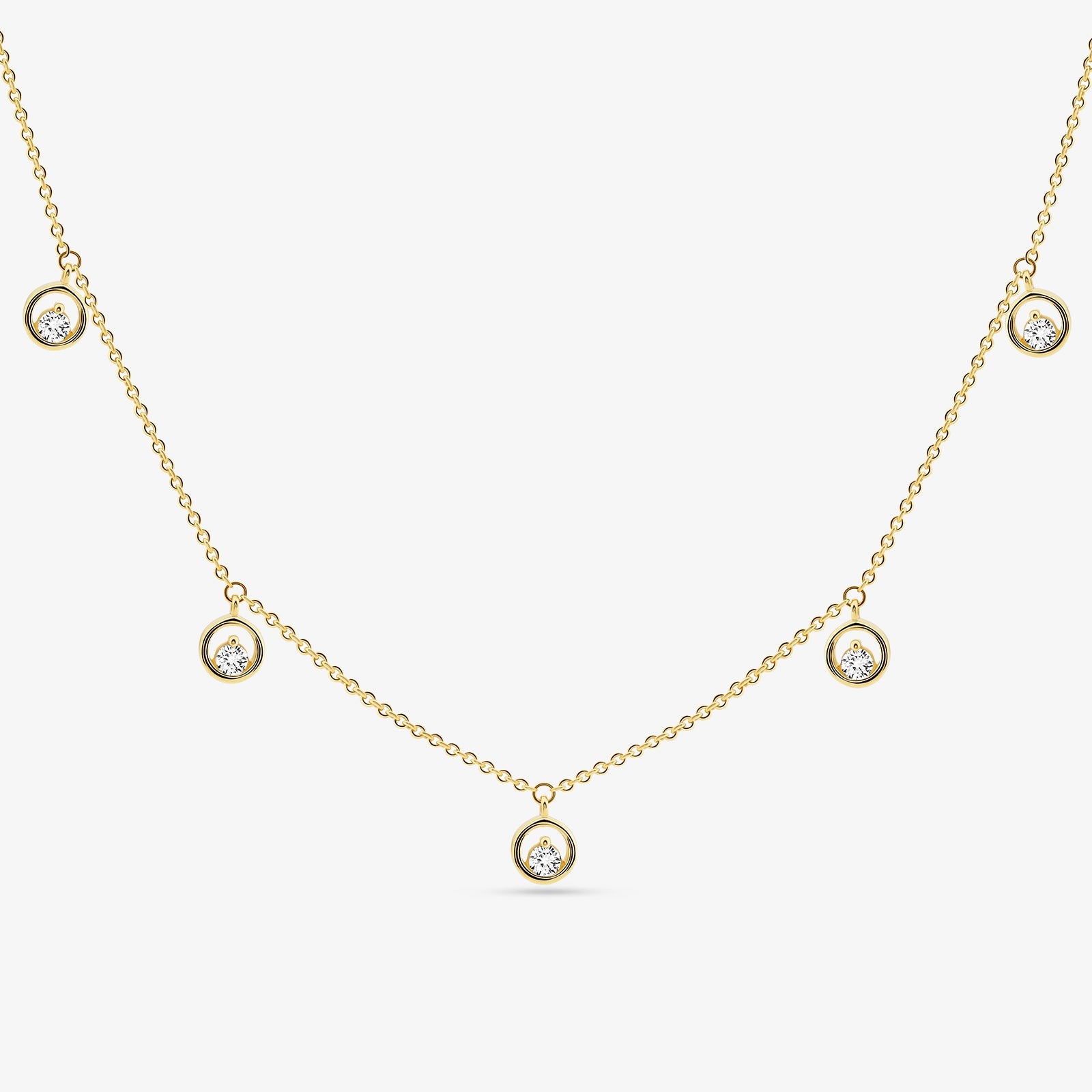 Keemti Jewels CLASSIC Charm-Halskette, vergoldet, mit 4 runden Stein-Charms