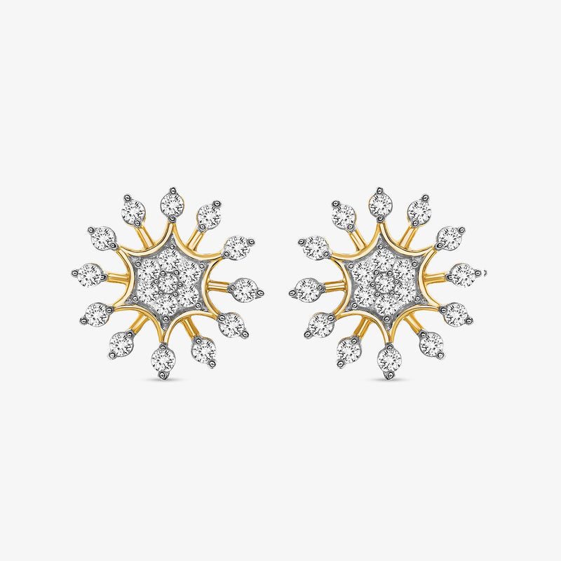Snow Frosted Grace stud earrings, silver-tone starburst with clear round stones