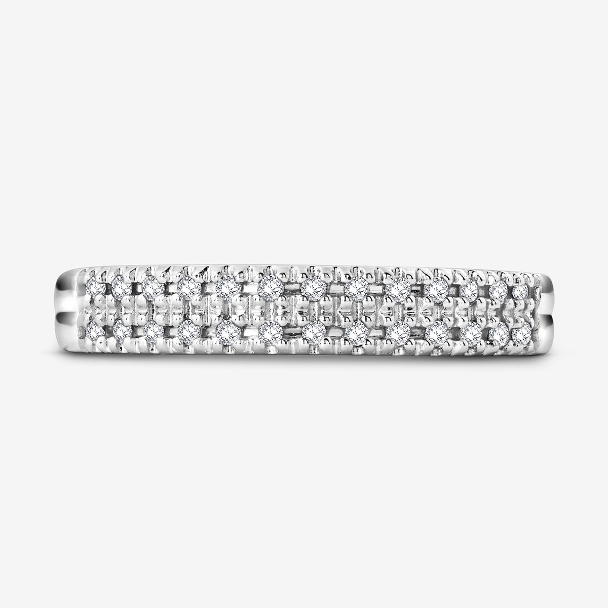 Stackable eternity ring in 925 silver with rows of small round stones