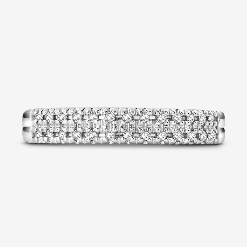 Stackable eternity ring in 925 silver with rows of small round stones