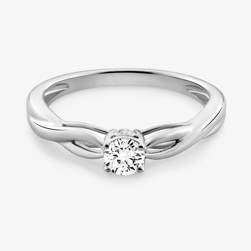 Keemti Jewels twist solitaire ring, round center stone, 0.75 ct, silver-tone
