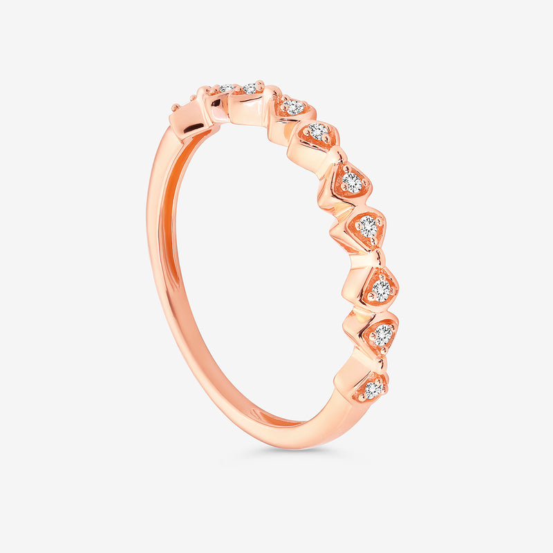 Rose-gold tone bow ring side view with marquise-cut gemstone settings