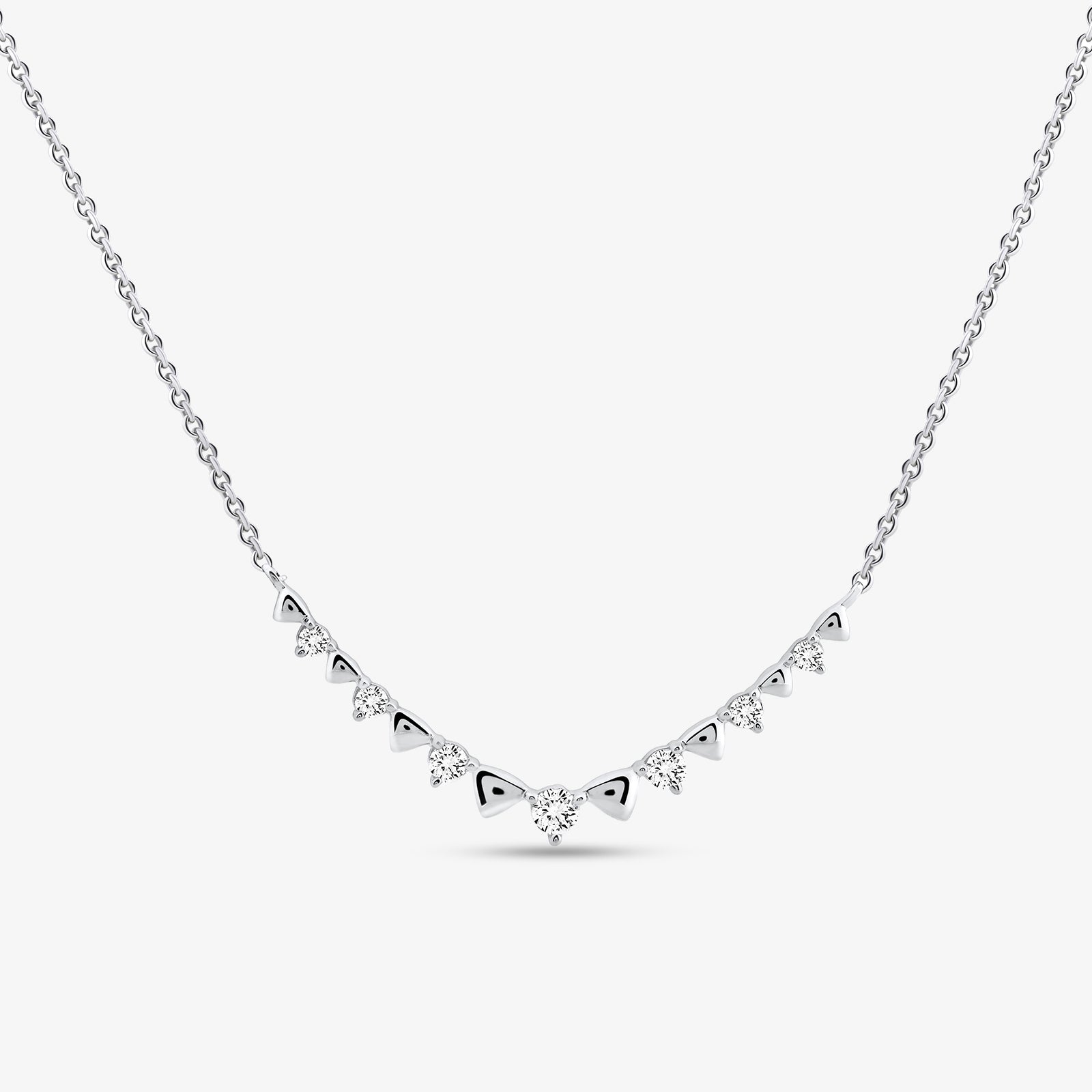 GRACELINE Curve Diamond Halskette mit Dreiecks- und Tropfensteinen, Silber 925