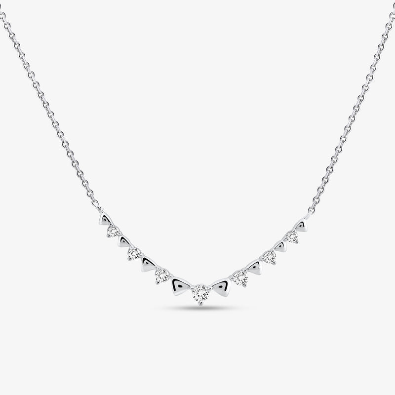GRACELINE Curve Diamond Halskette mit Dreiecks- und Tropfensteinen, Silber 925