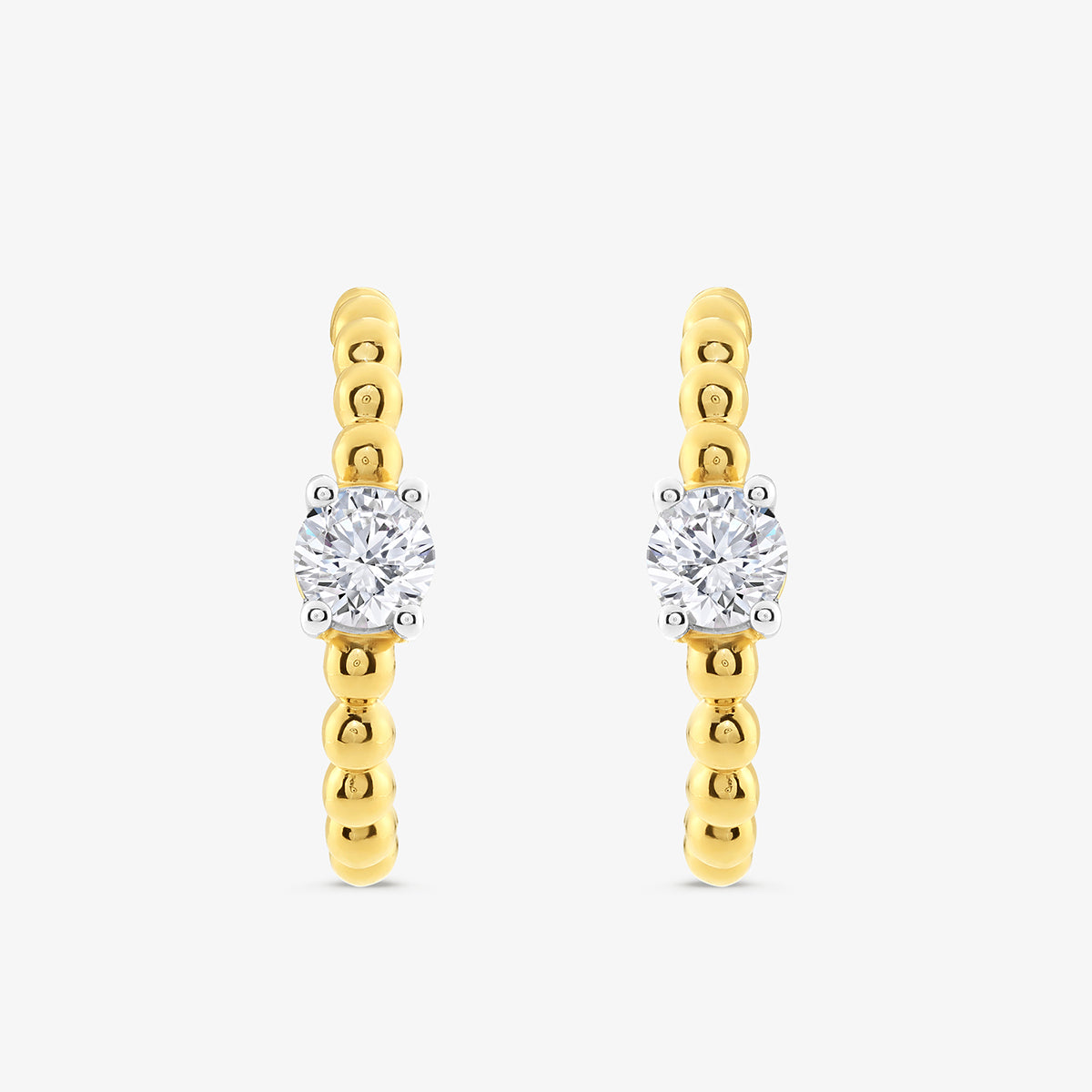 Minimal round hoop earrings with clear cubic zirconia, vermeil-plated silver 925