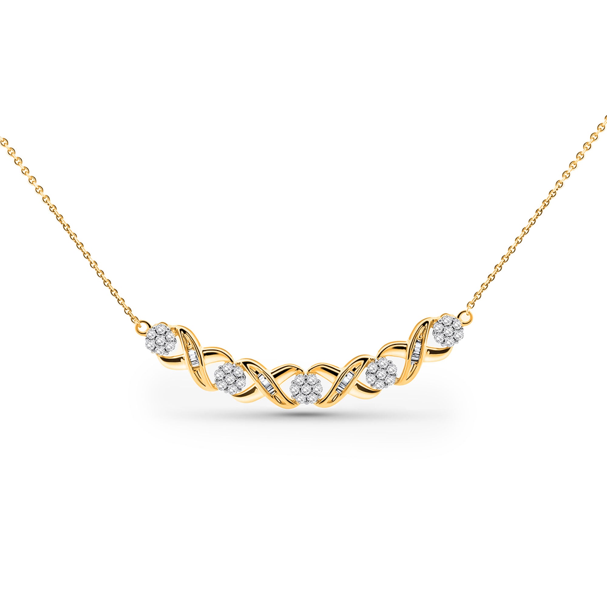 Interlinked Curved Diamond Necklet