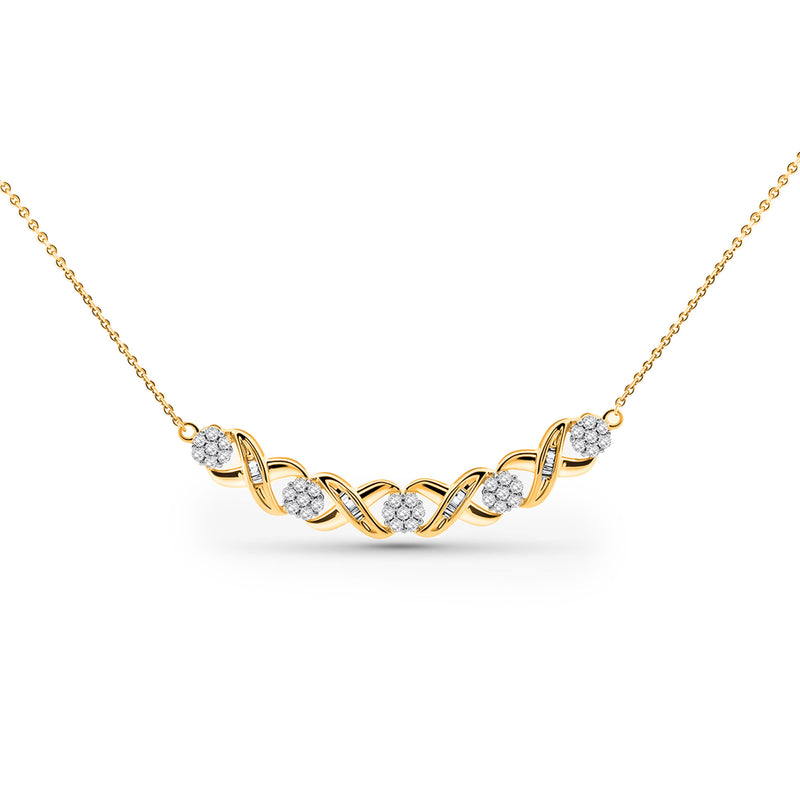 Interlinked Curved Diamond Necklet