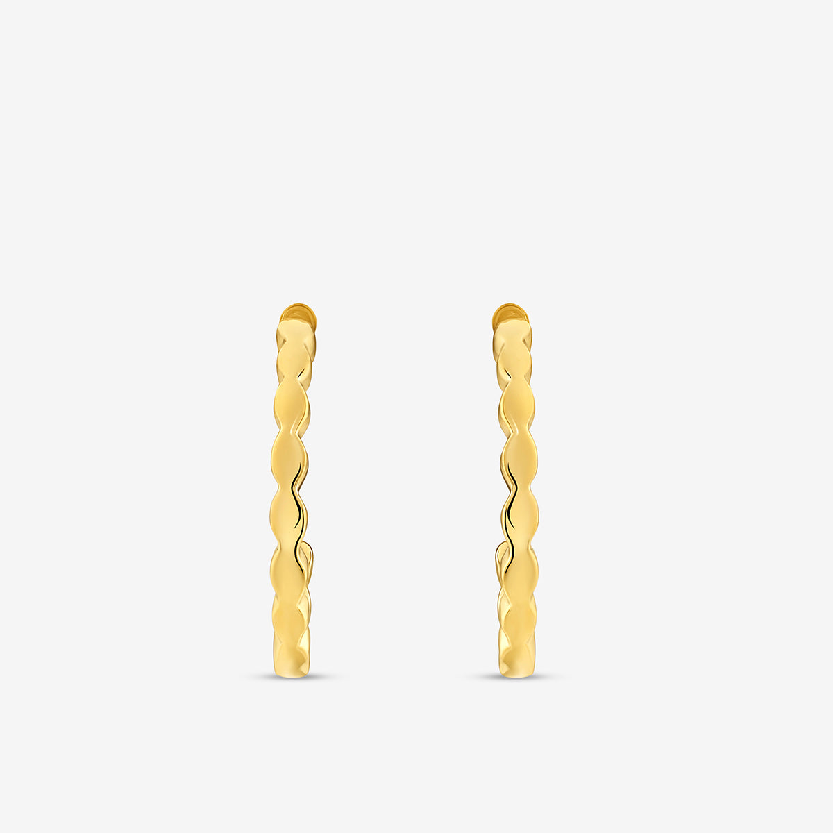 Textured Glow Hoop Earrings, gold-tone twisted hoop, slim profile