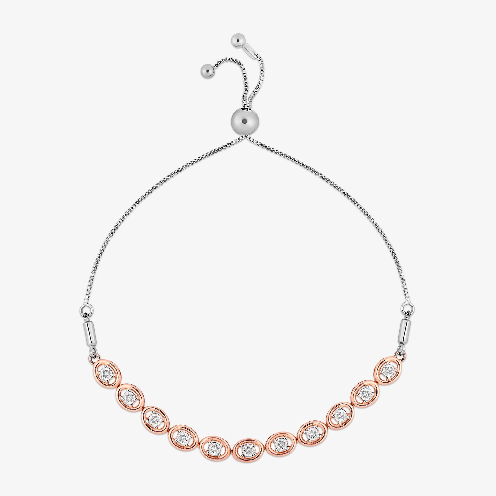 Halo Bolo bracelet met ronde rosegouden schakels en heldere steen