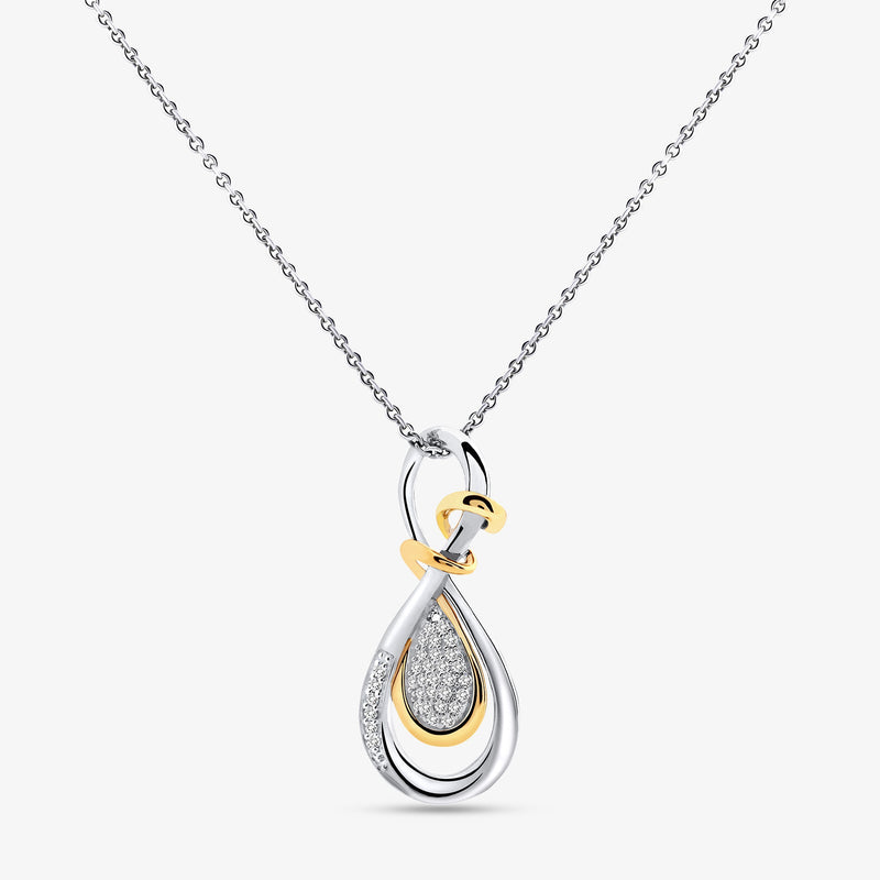SUNLIT Bloom necklet: teardrop bicolor pendant with pave sparkle detail