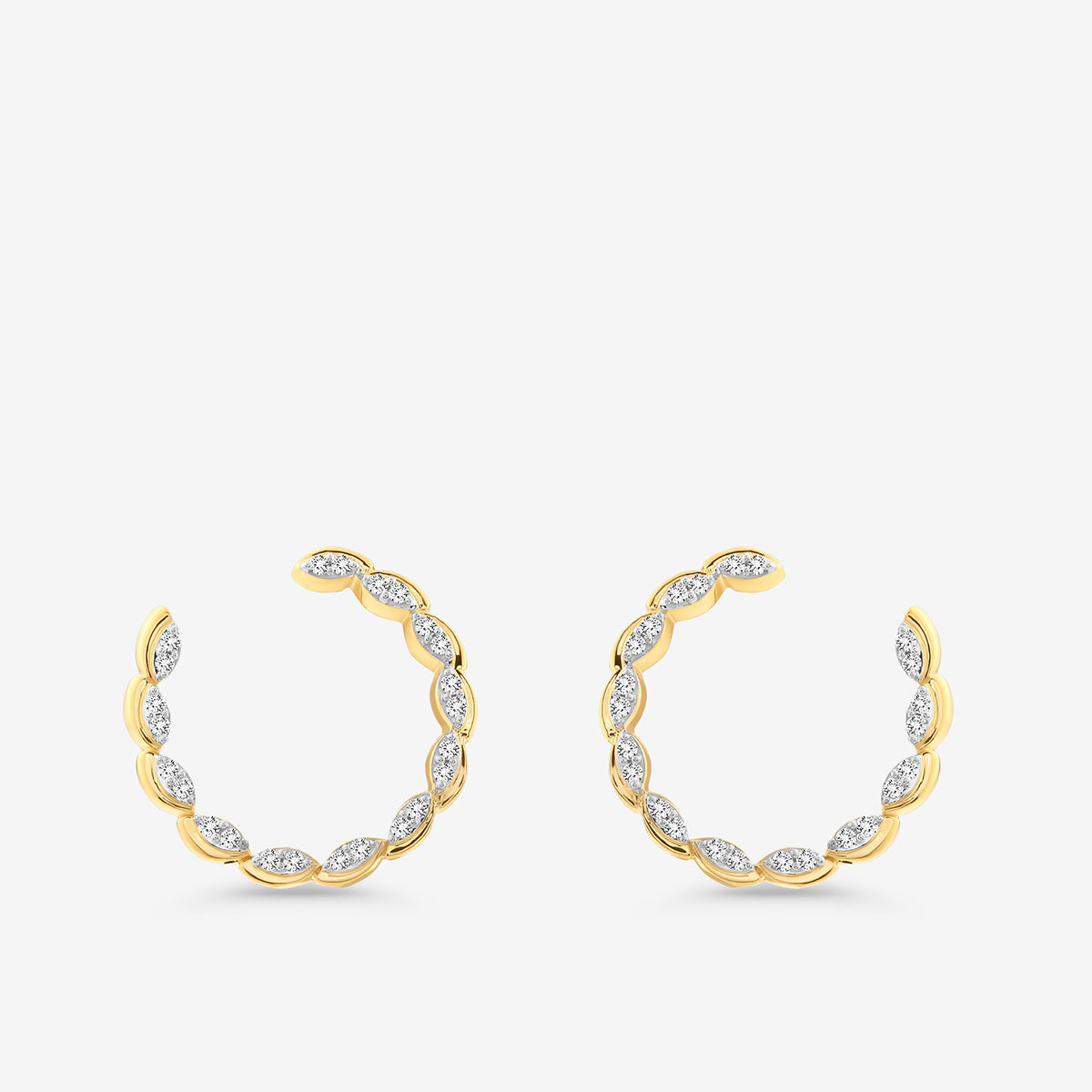 Spark Hoop earrings: gold-tone hoop with oval sparkle stones, front view